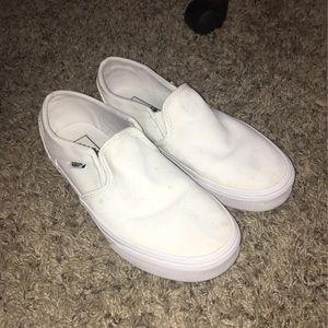 All White Classic Slip On Vans Shoes